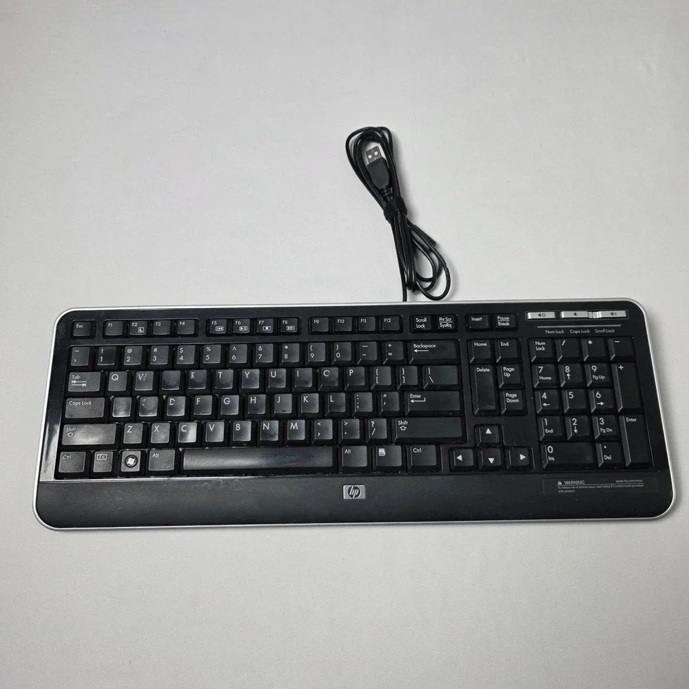 HP 5335U USB Wired Gaming Computer Keyboard Volume Control Black 505060-371